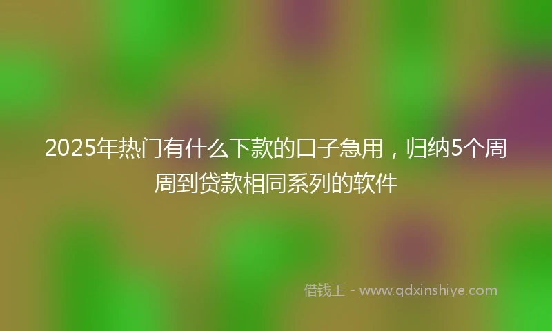 2025年热门有什么下款的口子急用，归纳5个周周到贷款相同系列的软件