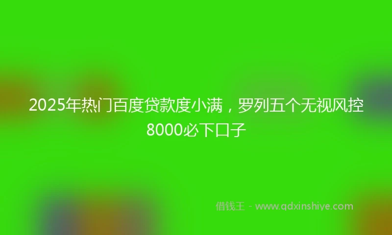 2025年热门百度贷款度小满，罗列五个无视风控8000必下口子