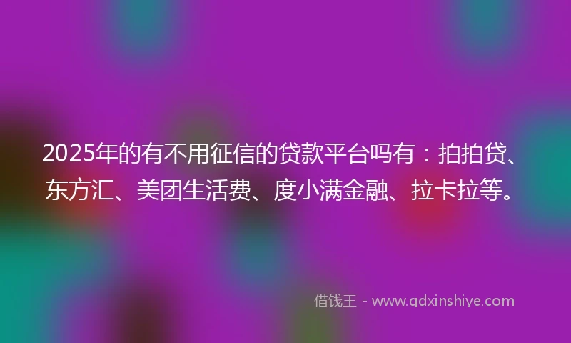 2025年的有不用征信的贷款平台吗有：拍拍贷、东方汇、美团生活费、度小满金融、拉卡拉等。