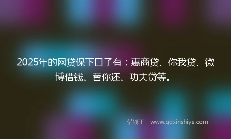 2025年的网贷保下口子有：惠商贷、你我贷、微博借钱、替你还、功夫贷等。