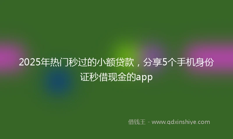 2025年热门秒过的小额贷款，分享5个手机身份证秒借现金的app