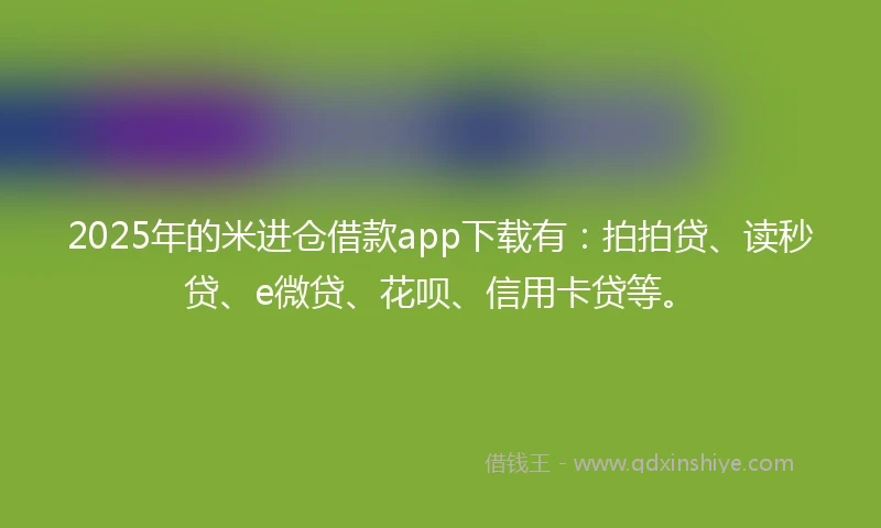2025年的米进仓借款app下载有：拍拍贷、读秒贷、e微贷、花呗、信用卡贷等。