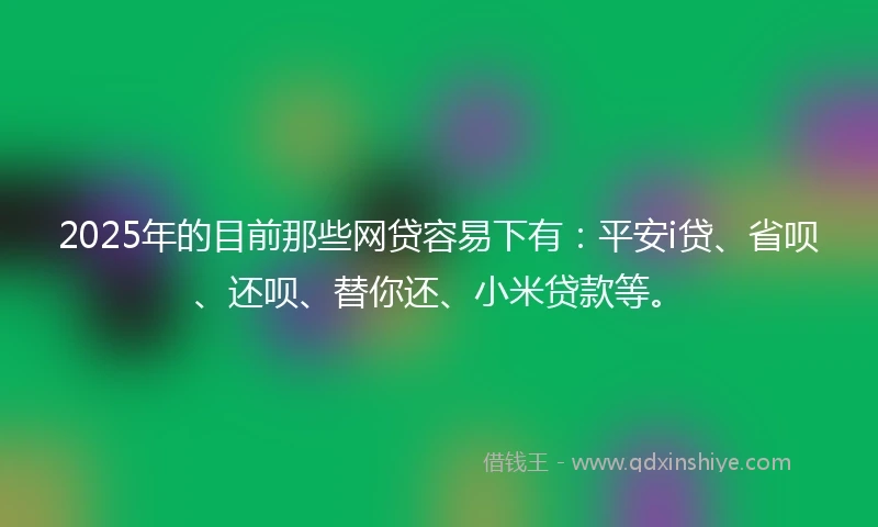 2025年的目前那些网贷容易下有：平安i贷、省呗、还呗、替你还、小米贷款等。
