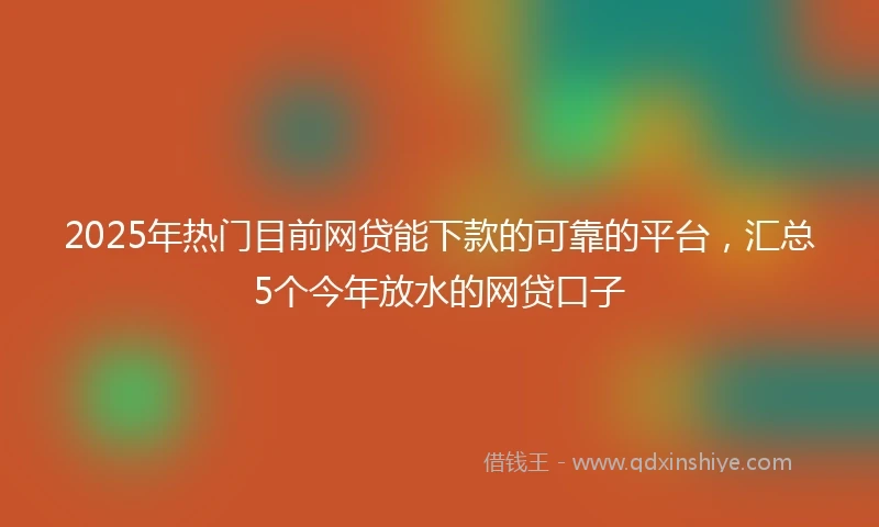 2025年热门目前网贷能下款的可靠的平台，汇总5个今年放水的网贷口子