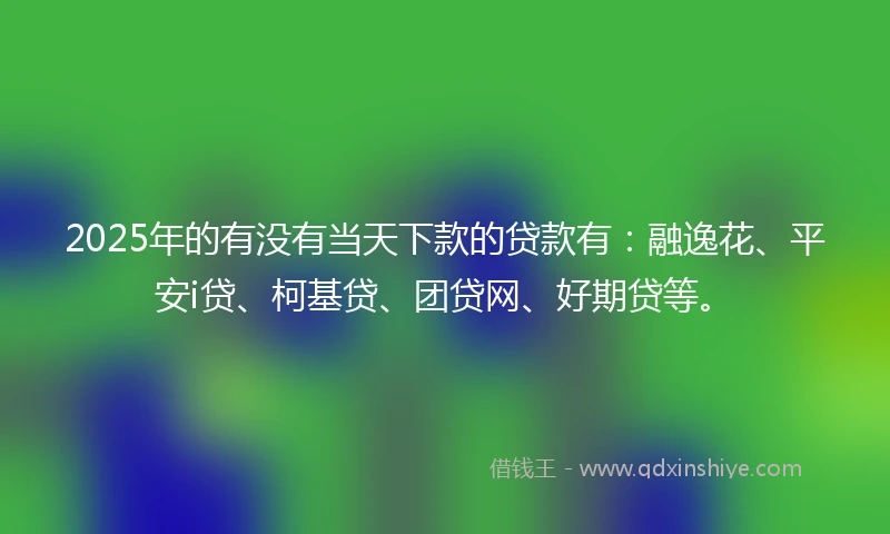 2025年的有没有当天下款的贷款有：融逸花、平安i贷、柯基贷、团贷网、好期贷等。