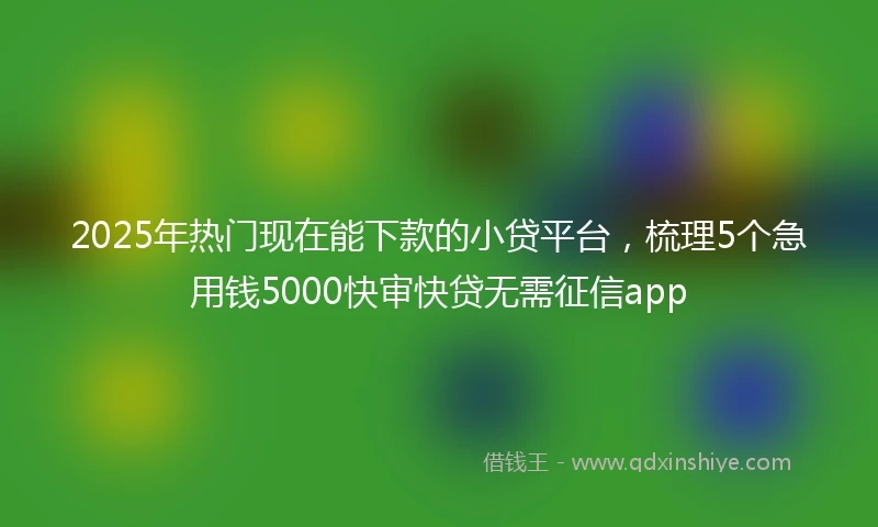 2025年热门现在能下款的小贷平台，梳理5个急用钱5000快审快贷无需征信app