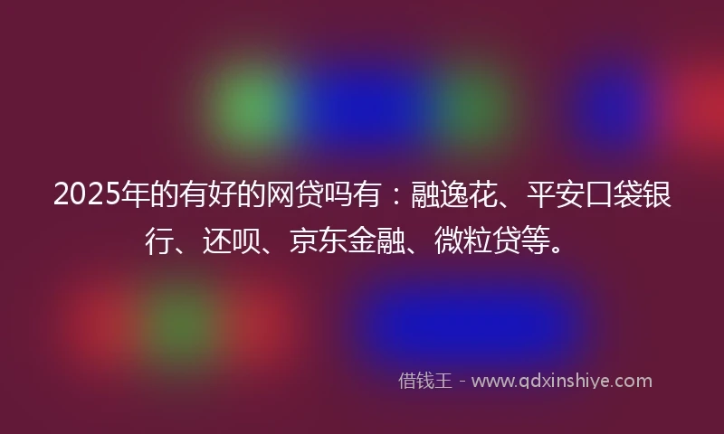 2025年的有好的网贷吗有：融逸花、平安口袋银行、还呗、京东金融、微粒贷等。