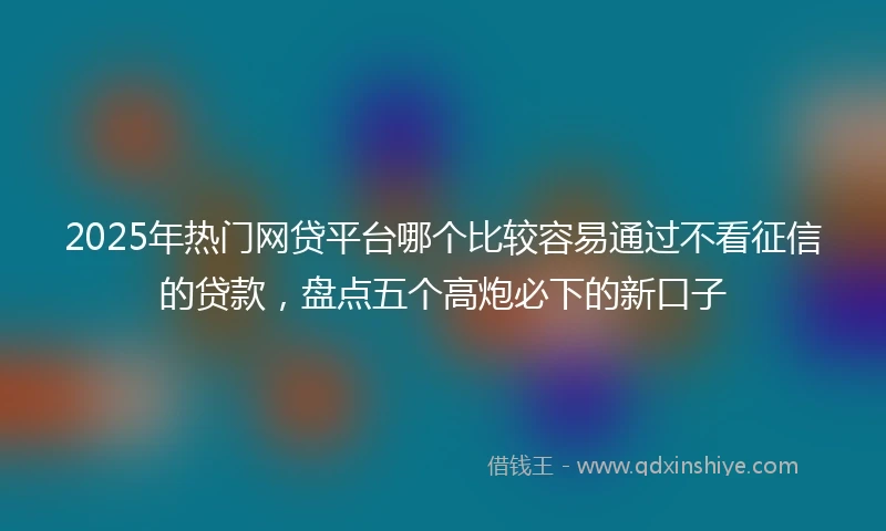 2025年热门网贷平台哪个比较容易通过不看征信的贷款，盘点五个高炮必下的新口子