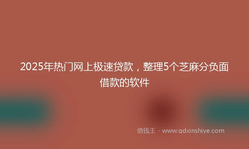 2025年热门网上极速贷款，整理5个芝麻分负面借款的软件