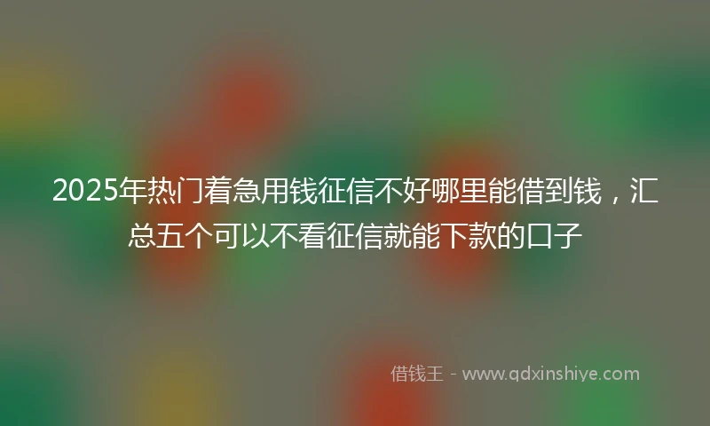 2025年热门着急用钱征信不好哪里能借到钱，汇总五个可以不看征信就能下款的口子