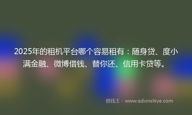 2025年的租机平台哪个容易租有：随身贷、度小满金融、微博借钱、替你还、信用卡贷等。