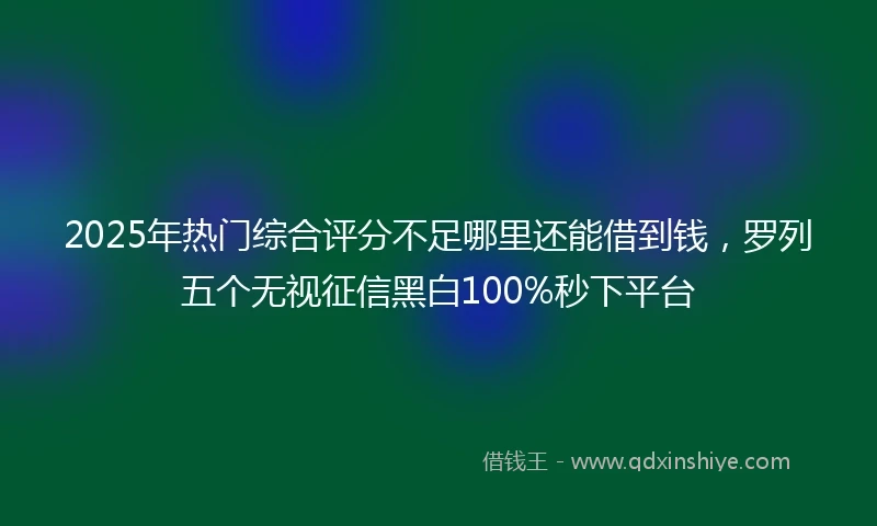 2025年热门综合评分不足哪里还能借到钱，罗列五个无视征信黑白100%秒下平台