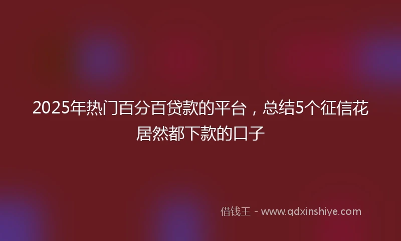 2025年热门百分百贷款的平台，总结5个征信花居然都下款的口子