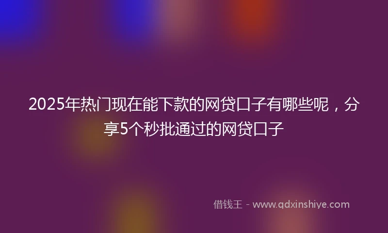 2025年热门现在能下款的网贷口子有哪些呢，分享5个秒批通过的网贷口子