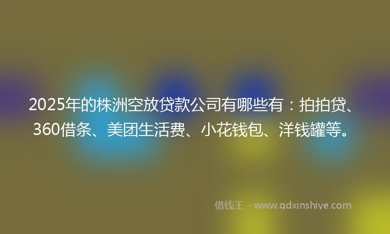 2025年的株洲空放贷款公司有哪些有：拍拍贷、360借条、美团生活费、小花钱包、洋钱罐等。