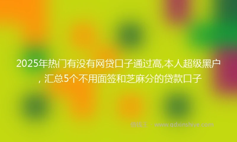 2025年热门有没有网贷口子通过高,本人超级黑户，汇总5个不用面签和芝麻分的贷款口子