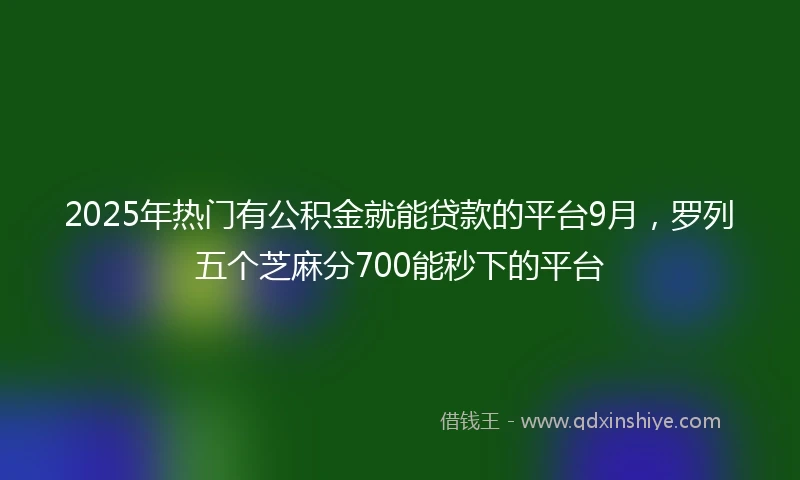 2025年热门有公积金就能贷款的平台9月，罗列五个芝麻分700能秒下的平台