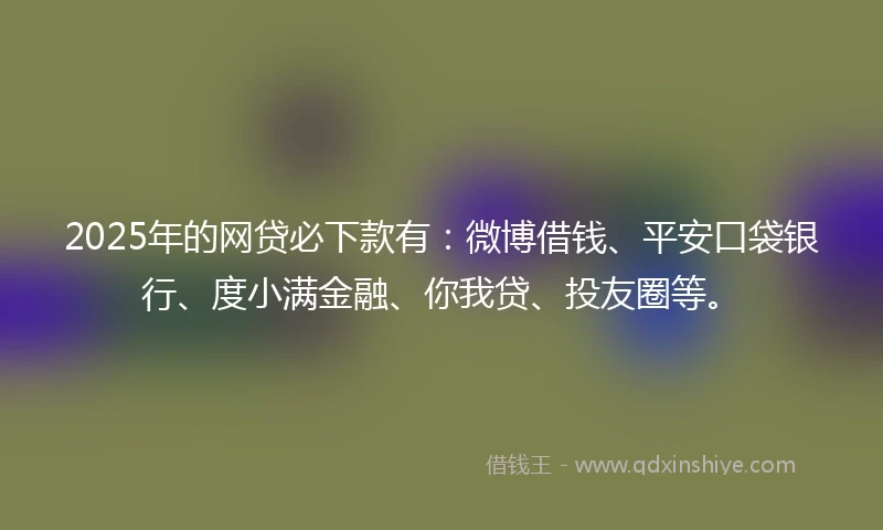 2025年的网贷必下款有：微博借钱、平安口袋银行、度小满金融、你我贷、投友圈等。