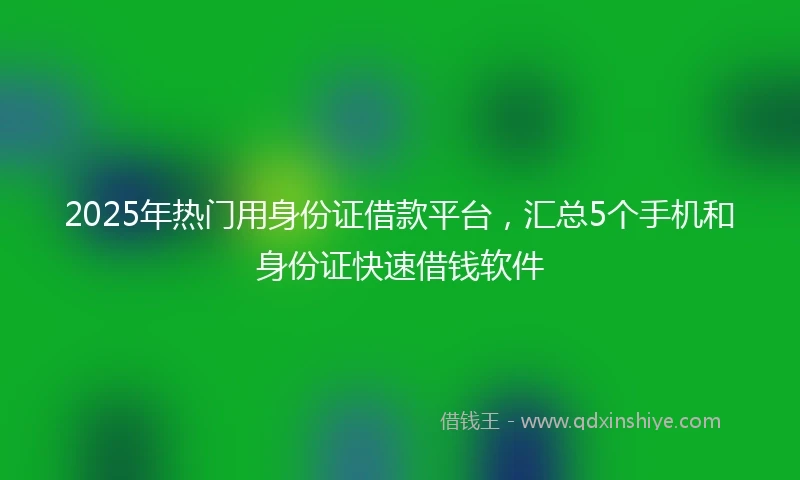 2025年热门用身份证借款平台，汇总5个手机和身份证快速借钱软件