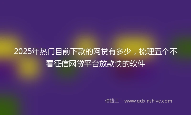 2025年热门目前下款的网贷有多少，梳理五个不看征信网贷平台放款快的软件