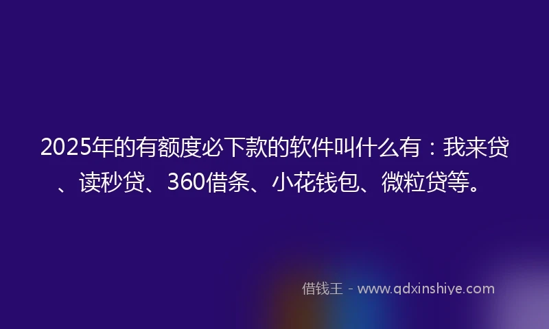 2025年的有额度必下款的软件叫什么有：我来贷、读秒贷、360借条、小花钱包、微粒贷等。