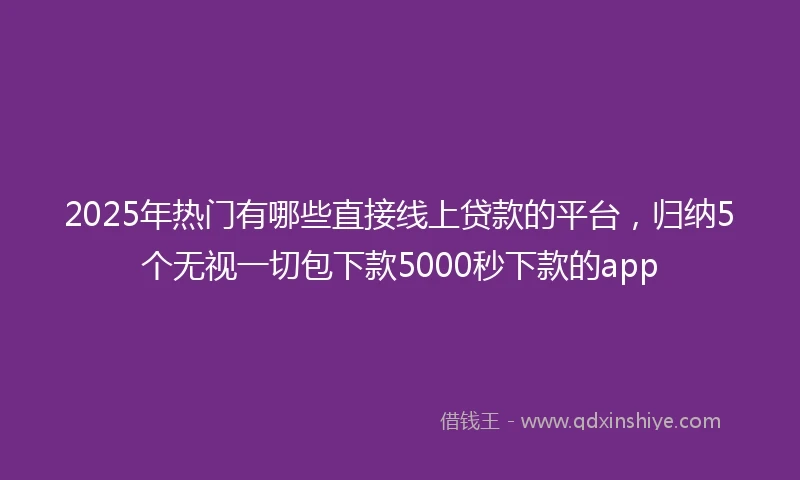 2025年热门有哪些直接线上贷款的平台，归纳5个无视一切包下款5000秒下款的app