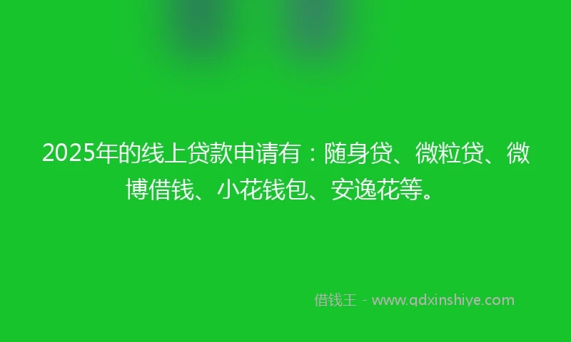 2025年的线上贷款申请有：随身贷、微粒贷、微博借钱、小花钱包、安逸花等。
