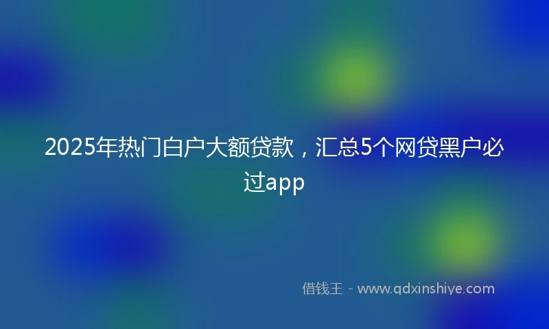 2025年热门白户大额贷款，汇总5个网贷黑户必过app