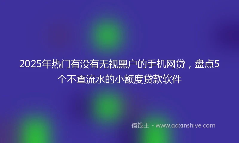2025年热门有没有无视黑户的手机网贷，盘点5个不查流水的小额度贷款软件