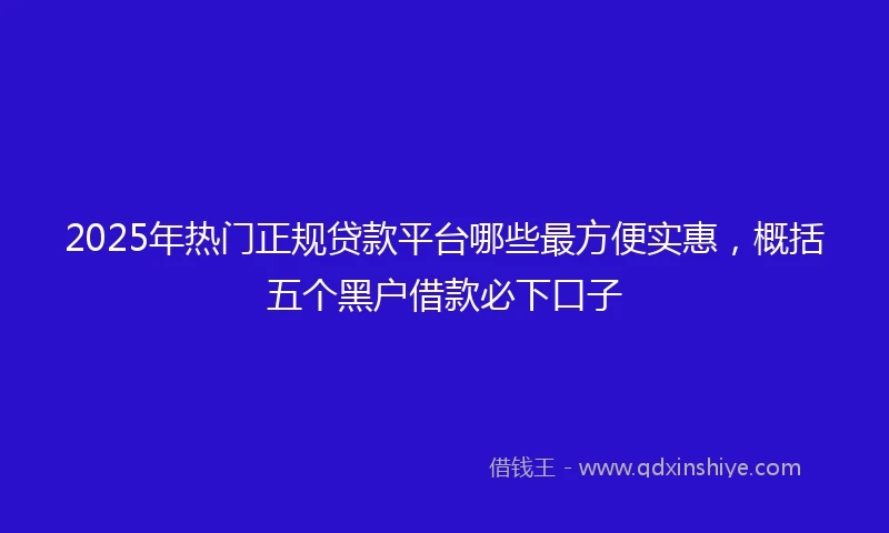 2025年热门正规贷款平台哪些最方便实惠，概括五个黑户借款必下口子