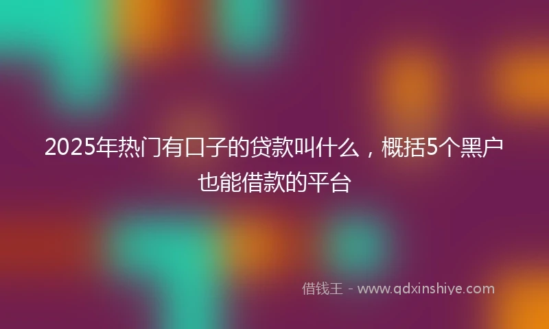 2025年热门有口子的贷款叫什么，概括5个黑户也能借款的平台