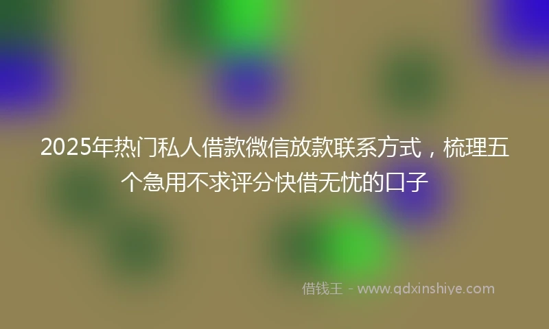 2025年热门私人借款微信放款联系方式，梳理五个急用不求评分快借无忧的口子