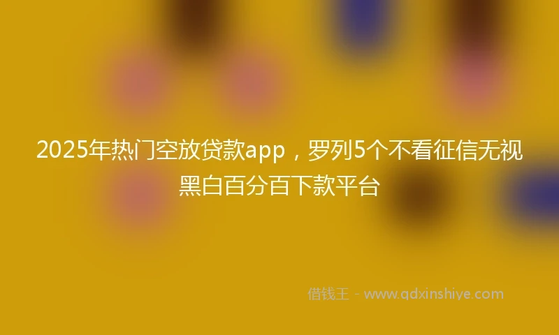 2025年热门空放贷款app，罗列5个不看征信无视黑白百分百下款平台