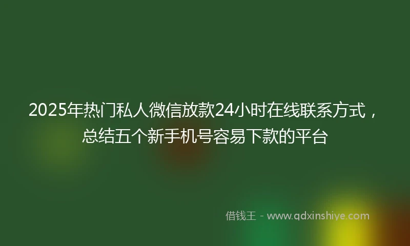 2025年热门私人微信放款24小时在线联系方式，总结五个新手机号容易下款的平台