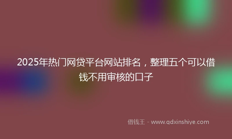2025年热门网贷平台网站排名，整理五个可以借钱不用审核的口子