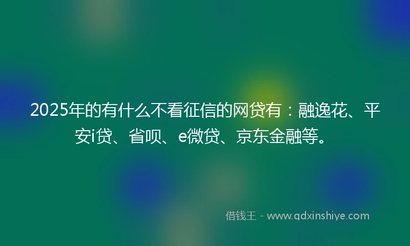 2025年的有什么不看征信的网贷有：融逸花、平安i贷、省呗、e微贷、京东金融等。