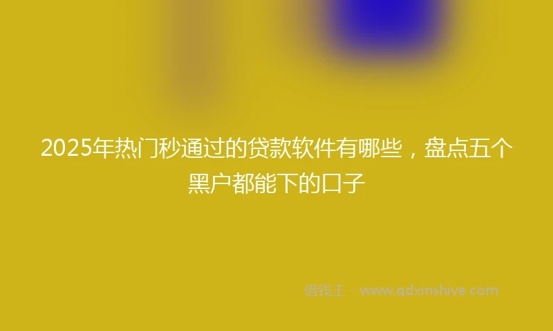 2025年热门秒通过的贷款软件有哪些，盘点五个黑户都能下的口子