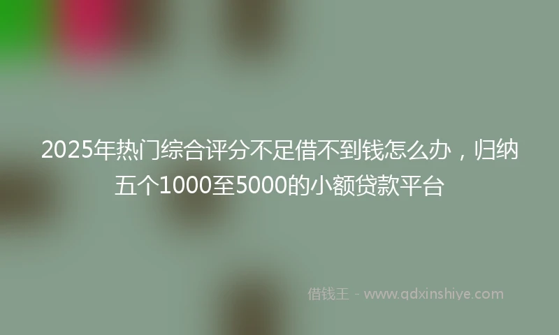 2025年热门综合评分不足借不到钱怎么办，归纳五个1000至5000的小额贷款平台
