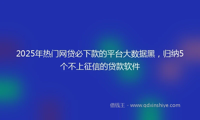 2025年热门网贷必下款的平台大数据黑，归纳5个不上征信的贷款软件