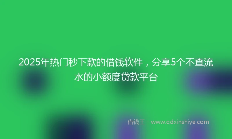 2025年热门秒下款的借钱软件，分享5个不查流水的小额度贷款平台