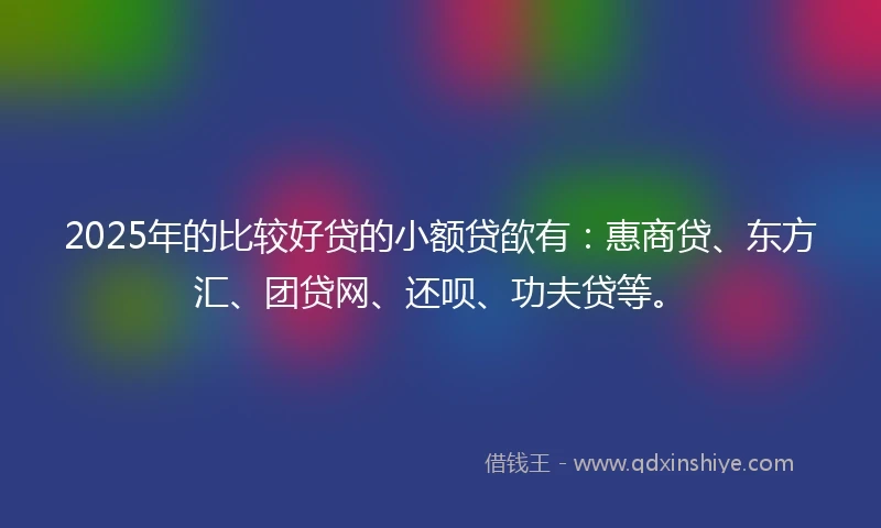 2025年的比较好贷的小额贷欿有：惠商贷、东方汇、团贷网、还呗、功夫贷等。