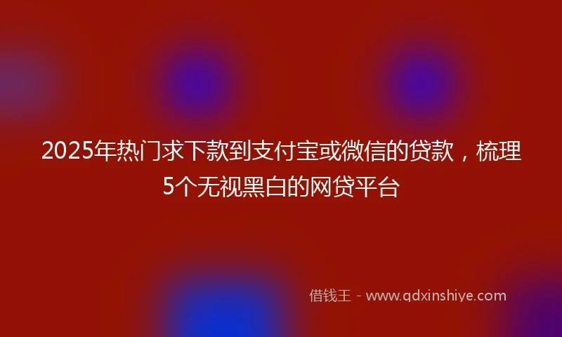 2025年热门求下款到支付宝或微信的贷款，梳理5个无视黑白的网贷平台