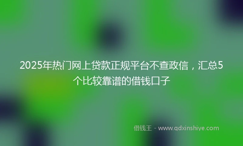 2025年热门网上贷款正规平台不查政信，汇总5个比较靠谱的借钱口子