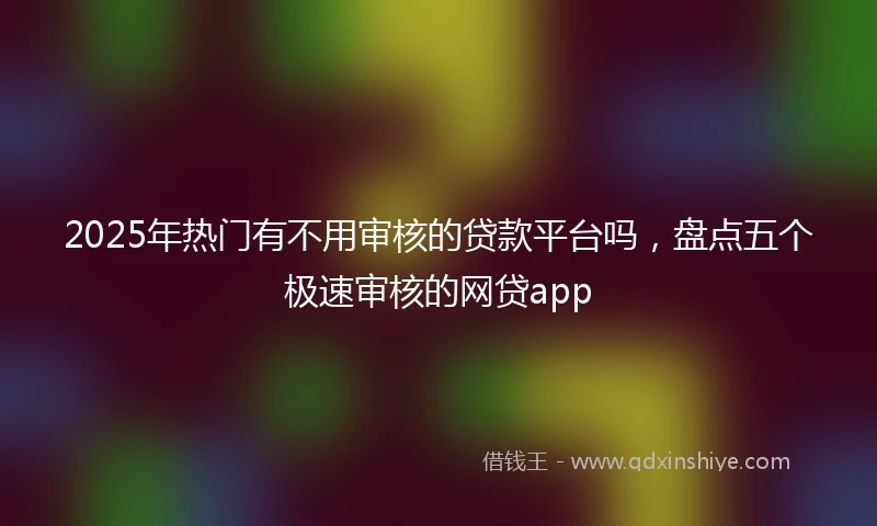 2025年热门有不用审核的贷款平台吗，盘点五个极速审核的网贷app