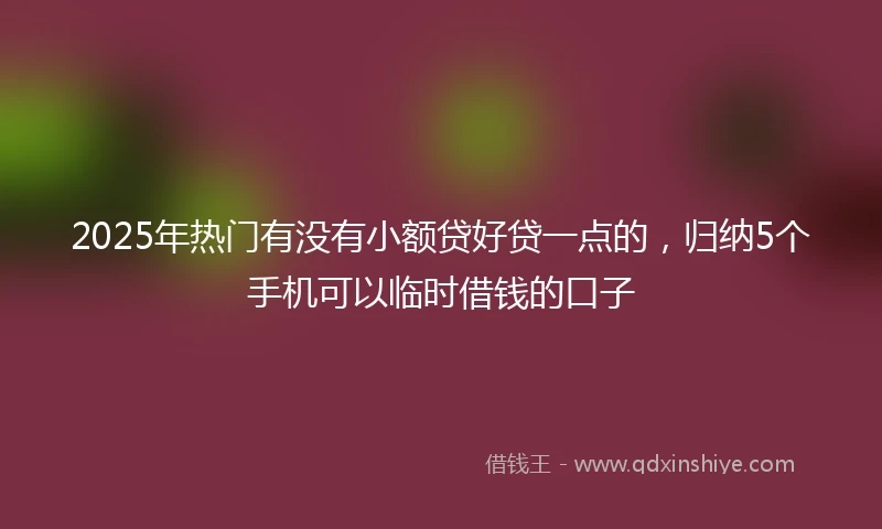2025年热门有没有小额贷好贷一点的，归纳5个手机可以临时借钱的口子