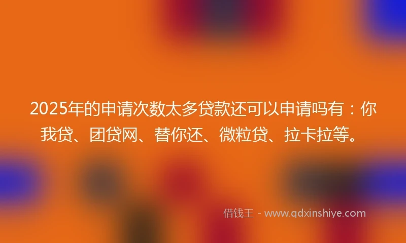2025年的申请次数太多贷款还可以申请吗有：你我贷、团贷网、替你还、微粒贷、拉卡拉等。