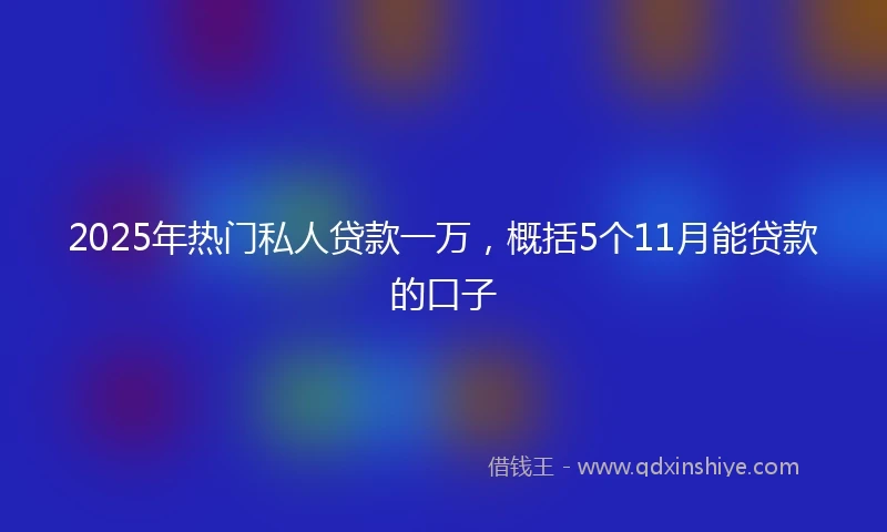 2025年热门私人贷款一万，概括5个11月能贷款的口子
