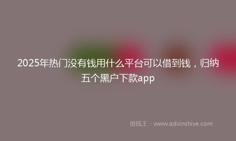 2025年热门没有钱用什么平台可以借到钱，归纳五个黑户下款app