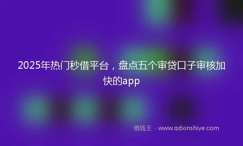 2025年热门秒借平台，盘点五个审贷口子审核加快的app