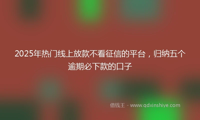 2025年热门线上放款不看征信的平台,归纳五个逾期必下款的口子